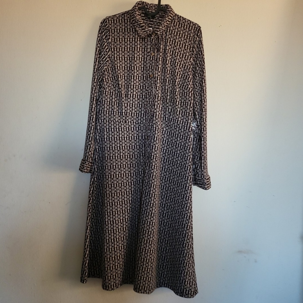 Talbots Stretch Harness Print Shirt Dress XL Petite